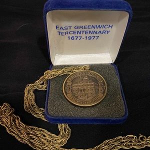 East Greenwich RI commemorative Tercentenary pendant necklace bronze color